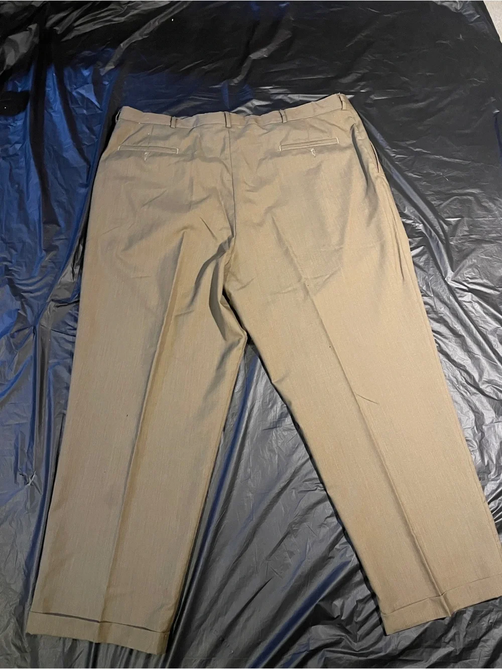 Lands End Mens Pleated Dress Trousers Olive Khaki 44 Regular